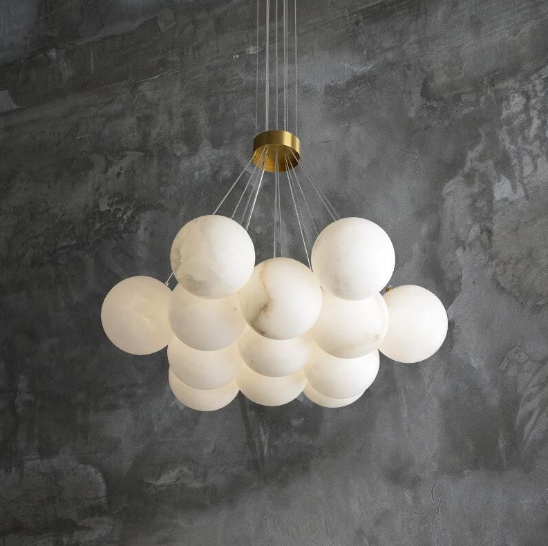 Custom Round Alabaster Ball Stairs Decorative Chandelier Natural Marble Led Chandelier Lighting