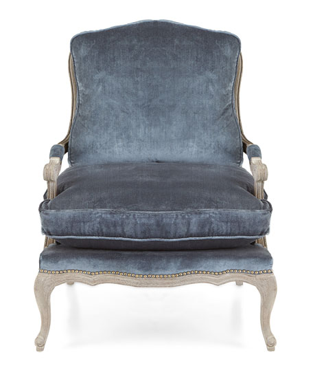 Louis antique living room fniture upholstery accent chair wooden fram chair reclining velvet sofa chair with nails