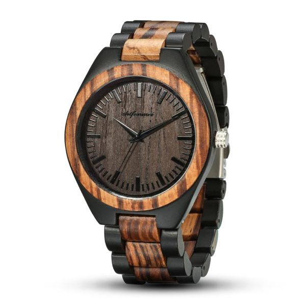 Hardlex mirror Mens Wooden Watches Engraved black sandalwood