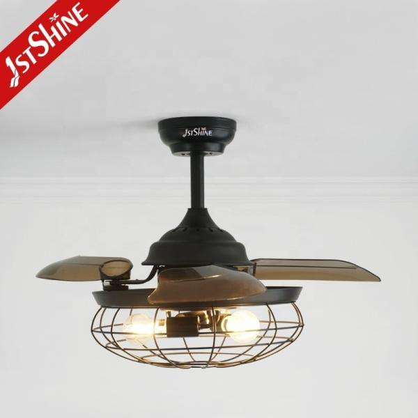 Baixo ruído 1stshine Decorativo ventilador de teto retrátil com controle remoto e luz