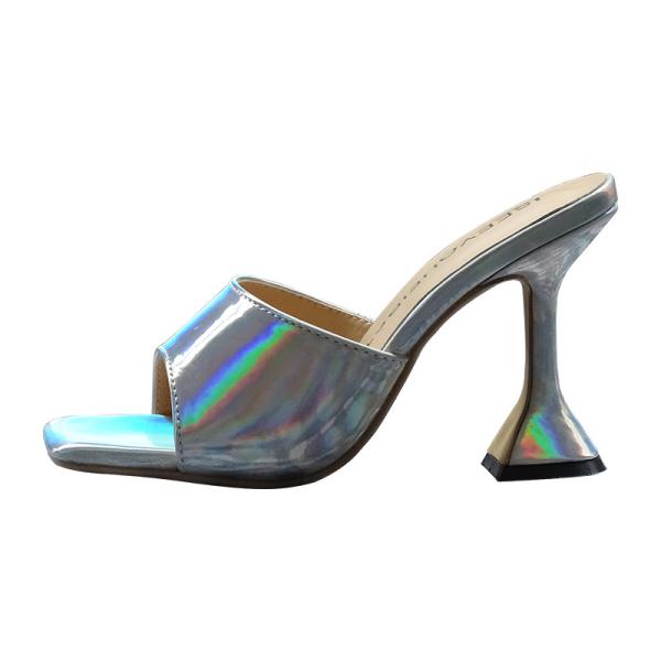Patent PU OEM Women High Heeled Shoes Strap Metallie Wine Glass Heel