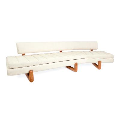 Velvet Or Linen Modern Classic Sofa With Solid Mahogany Legs , White