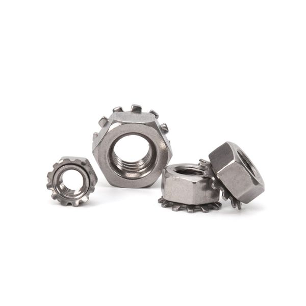 304 Stainless Steel K Type Nut for Polished Finish Carbon Steel Hex Toothed Serrated Washer Gasket Lock Nut