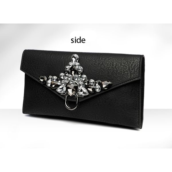 Ladies Crystal Clutch Bag Evening Wedding Rhinestone Silver Purse Chain Cross Body Bag