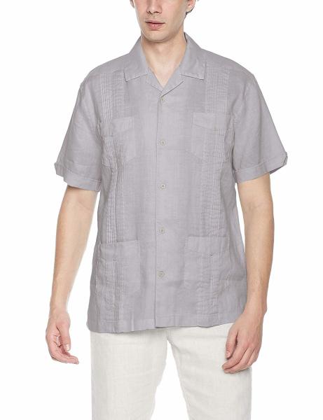100% Ramie Guayabera Short Sleeve Mens Cuban Shirt Size Xs-Xxxl