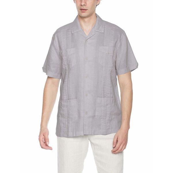 100% Ramie Guayabera Short Sleeve Mens Cuban Shirt Size Xs-Xxxl