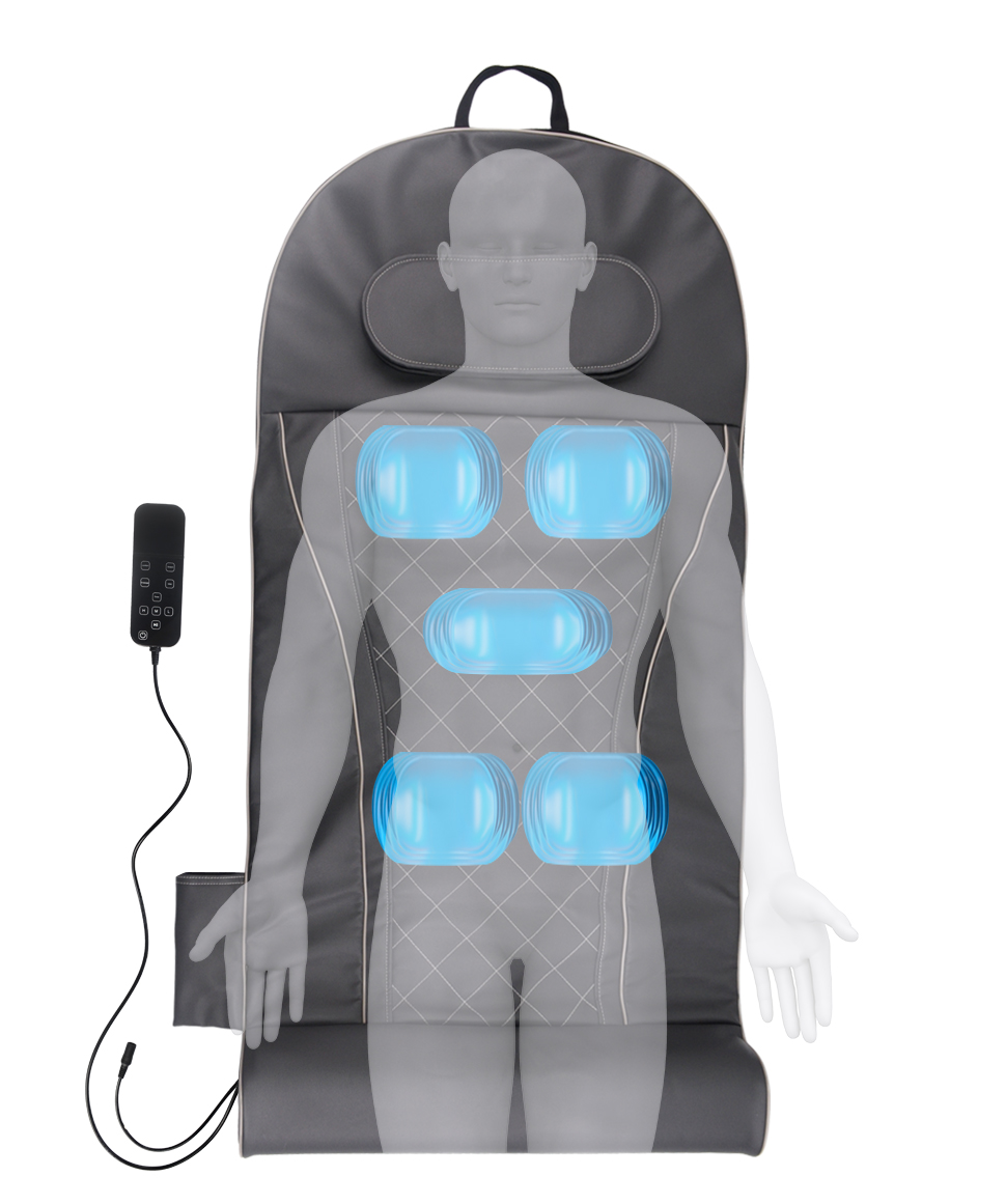 Heating Massage Mattress with 6 Neck and 10 Body Air Bags, 4 Massage Modes, and DC12V 2A Adaptor