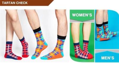 High quality british style colorful plaid patterned design casual cotton socks for men