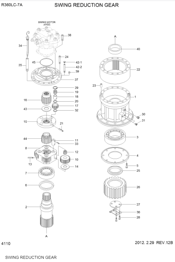 Excavator parts 31NA-10150 Swing reduction gear R360LC-7A swing gearbox for hyundai