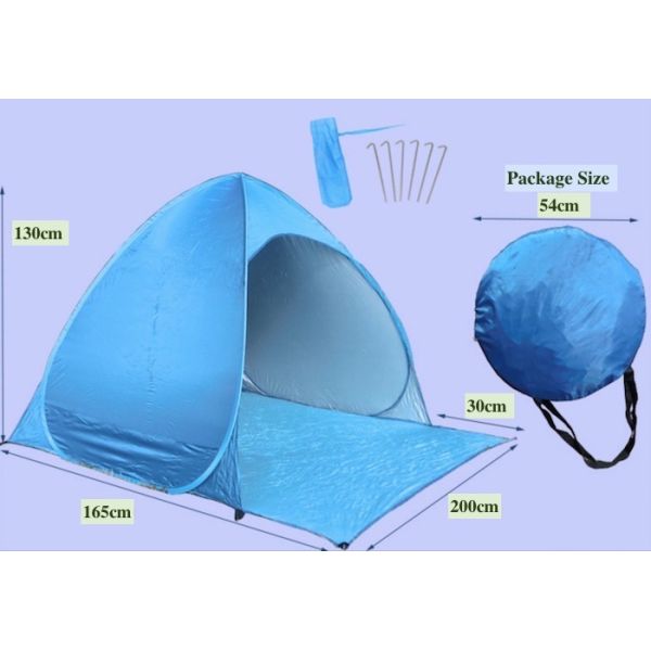 190T Festival Camping Tent Silver Coated Polyester Sunproof Pop Up Canopy 165X200X130cm