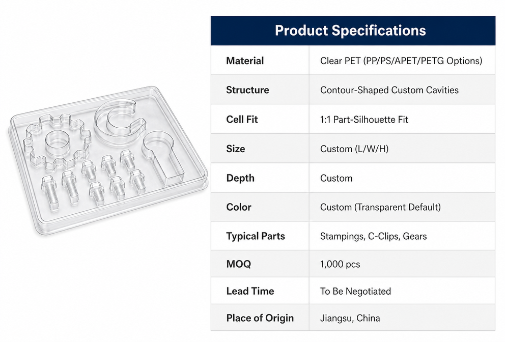 Transparent Recyclable PET Sheet Formed Tray for Hardware Goods Crystal Clear Display Packaging Vacuum Blister Box