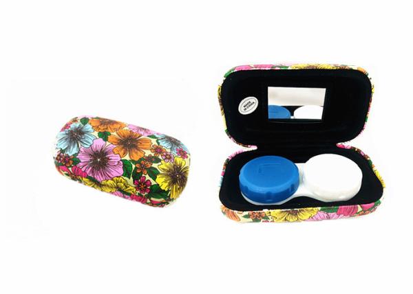 Portable Hard Tiny Contact Lens Travel Kit Case With Flowers For Children / Ladies