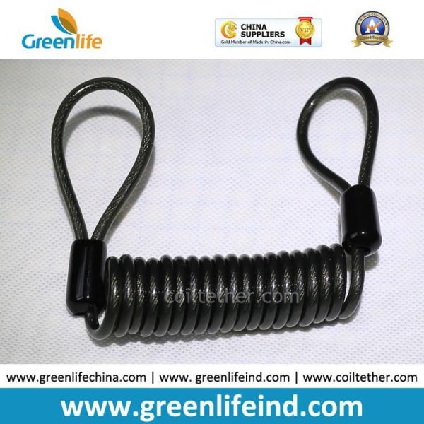 Cable Wire Strong Pulling Transparent Green Extendable Safety Spring Tool's Leash w/Stainless Ring&Carabiner