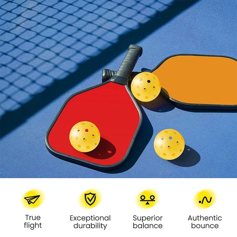 Durable 40-Hole & 26-Hole Pickleball Balls with Eco-Friendly Material and 12-Inch Yellow Size for Children's Training