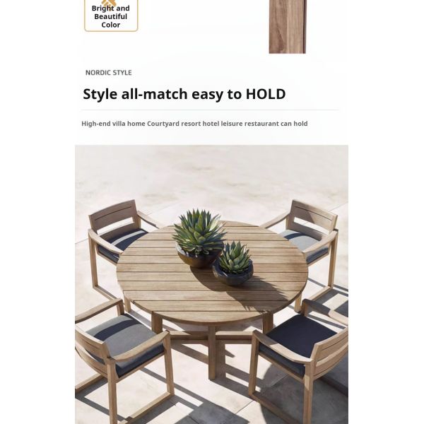 OEM Nordic Simple Outdoor Teak Wood Dining Table And Chairs
