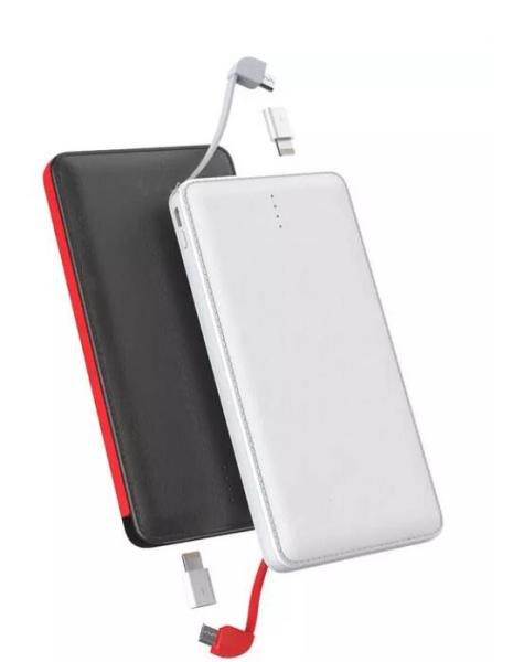 Built-in Cable iPhone adaptor 10,000mah portable power bank leather casing high capacity smaller size
