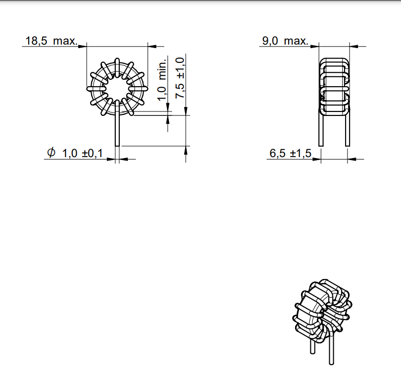 Low Loss Iron Powder Core Through Hole Inductor 7447027 for Power Supplies
