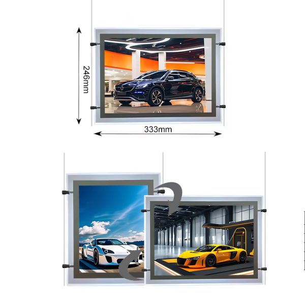 A3 A4 Hanging Real Estate Hanging Led Frame Led Crystal Led Lightbox