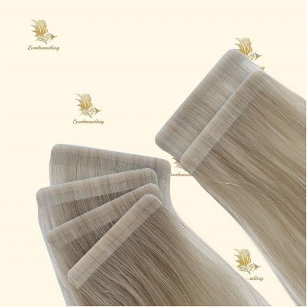 20inch Ash Blonde Color Russian Tape Hair Extension Seamless Tape in Extensions Human Hair