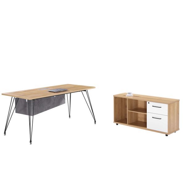 American Walnut Color Wood Office Desk , Melamine Laminated Modern Executive Table