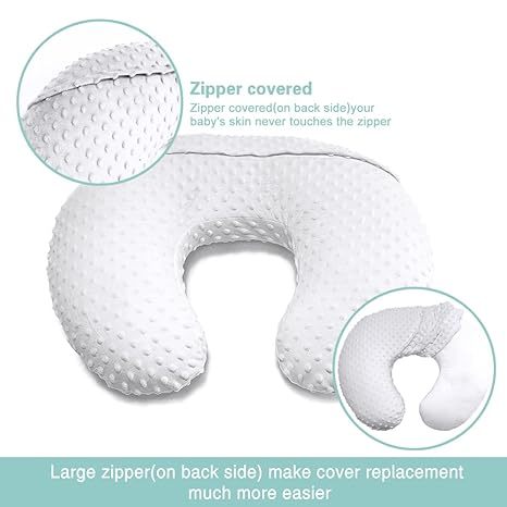 2 Pack Nursing Pillow Cover (White&Khaki) With Soft Minky Dot For Breastfeeding