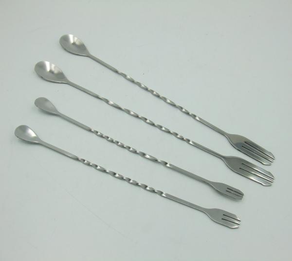 Stainless steel double stir bar Milk tea coffee spoon scoop cocktail bar section rod long handle more key