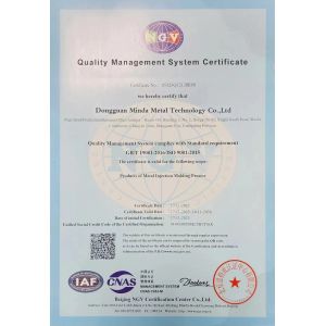 Dongguan Minda Metal Technology Co., Ltd. Certifications