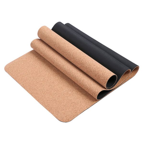 On Sale Eco-Friendly Anti Slip Natural Rubber Cork Yoga Mat thickness 3~8mm
