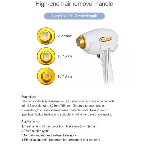 3 Wavelength IPL Hair Removal Machine 755nm 1064nm 808nm Diode Laser Hair Removal Apparatus