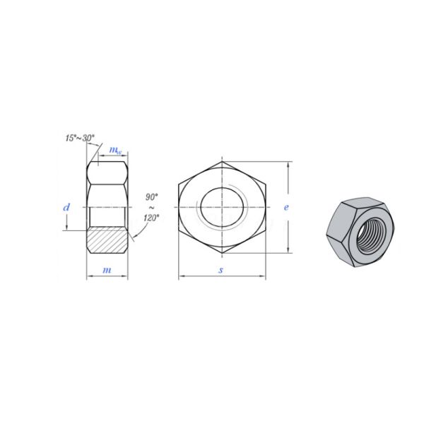 Acero de carbono galvanizado Hex Nut Resistente a la corrosión Zinc Hex Nut M27