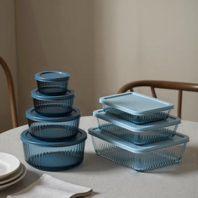 Color Sprayed Glass Food Container Glass Food Storage Box With PE Lid