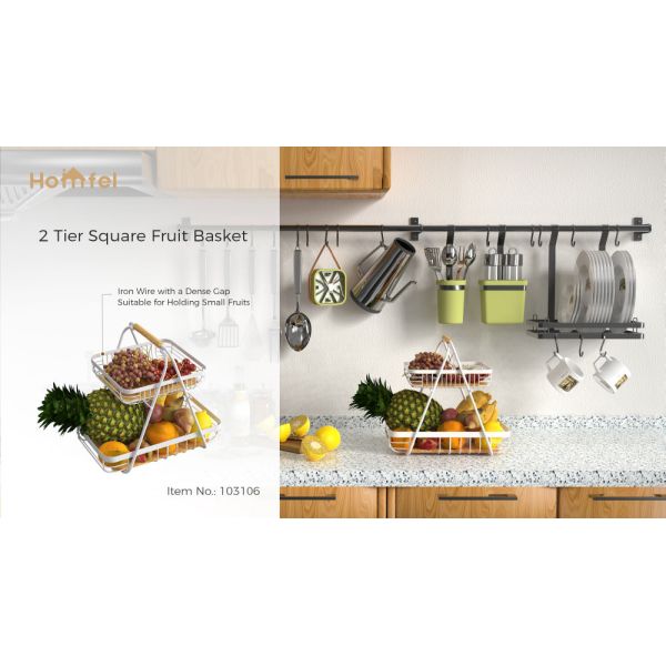 Modern Design Kitchen Organizer Iron Wire Basket For Storing Sundries Countertop