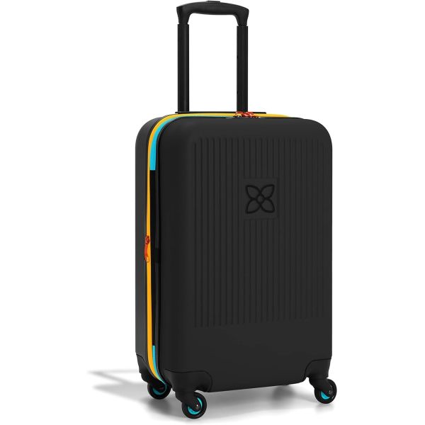 Durable suitcase with anti crush exterior mesh compression panel and compression strap designed for hassle free travel