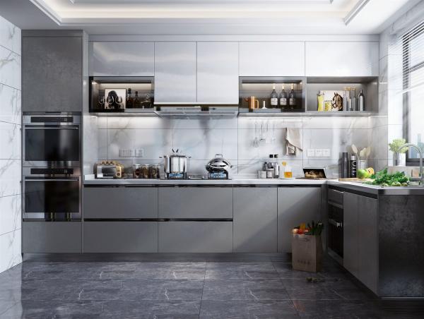 Armoires de cuisine de luxe moderne Fabrique de conception 3D personnalisée Fabriquée en un seul endroit