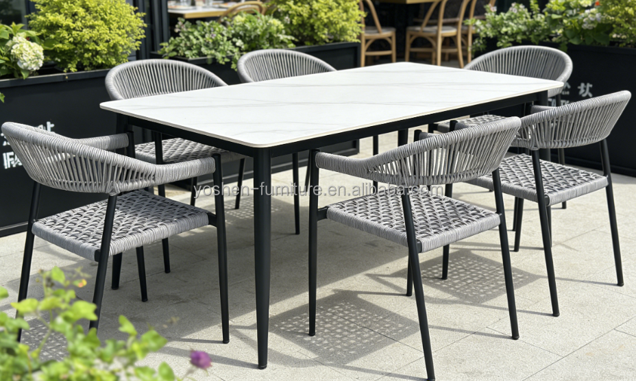 Stackable Armless French Dining Chair Bistro Chair Waterproof Comfortable Aluminum Frame for Outdoor Restaurants
