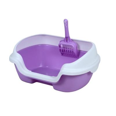 Coffee Pink Large Open Litter Box Open Top Cat Litter Box With Shield