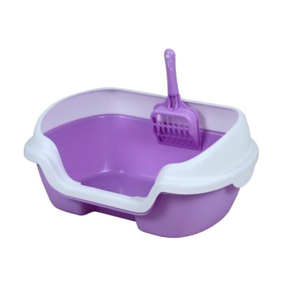 Coffee Pink Large Open Litter Box Open Top Cat Litter Box With Shield