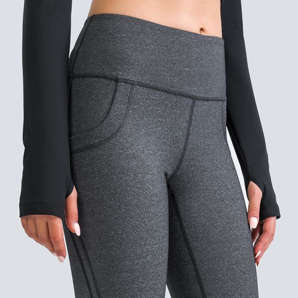 High Elastic Women's Yoga Tight Pants Naked Feeling Nylon Leggings With Pockets