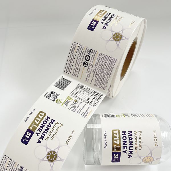Custom Printed Texture Paper Gold Foil Logo Label  Honey Jar Label Peanut Butter Adhesive Food Jar Bottle Label Sticker