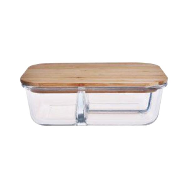 Divided Glass Container With Bamboo Lid
