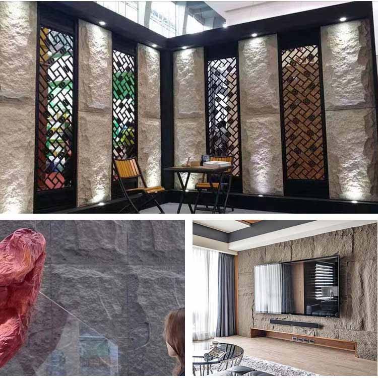Полиуретан 120 * 60cm симуляции домашней панели камня PU украшения культурной темный серый