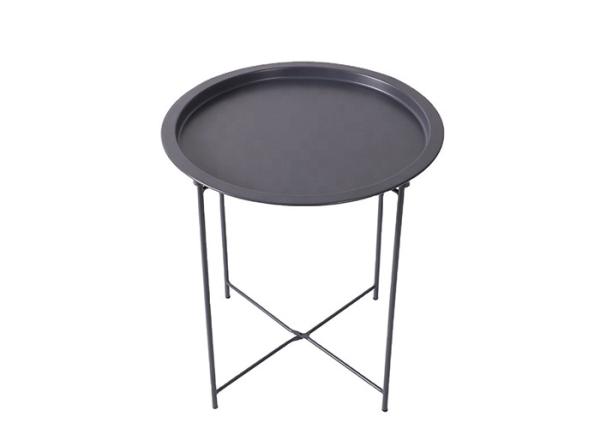 Folding 46x52cm Modern Round Side Table Metal Anti Rust Waterproof Outdoor
