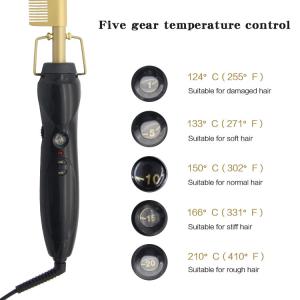 15s aquecem acima o cabelo preto natural do PTC Heater Hair Curling Comb For
