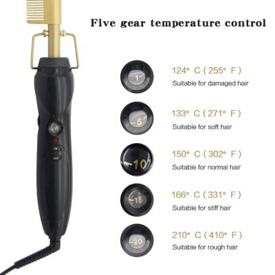 15s aquecem acima o cabelo preto natural do PTC Heater Hair Curling Comb For