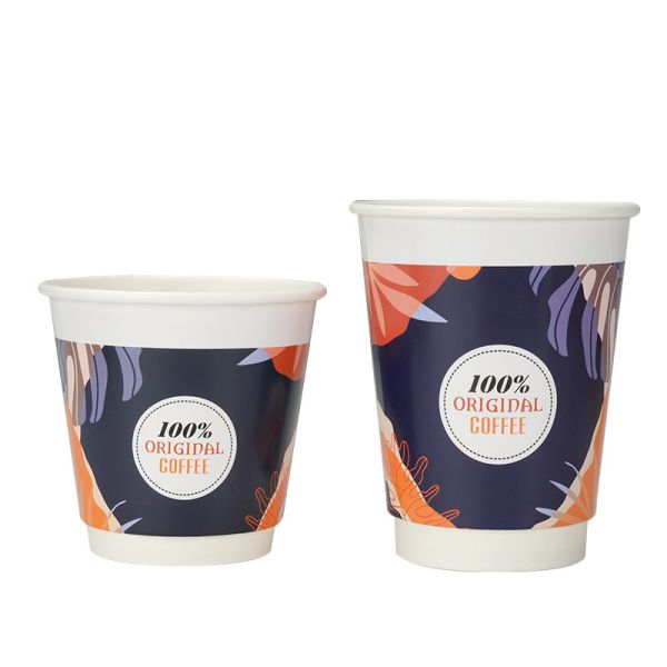Disposable Paper Cup Printing Takeaway Drinking Coffee Paper Cup Custom Logo Printing