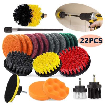 La brosse Kit Scrub Brush de perceuse d'épurateur de puissance d'ensemble d'attachement de brosse de perceuse de 22 morceaux avec prolongent le long attachement