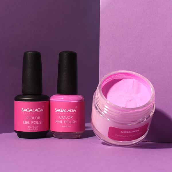 SAGALAGA Private Brand Label Nail Clear Dip Powder Regular Nail Polish and Uv Gel Nail Polish Kit for Wholesale