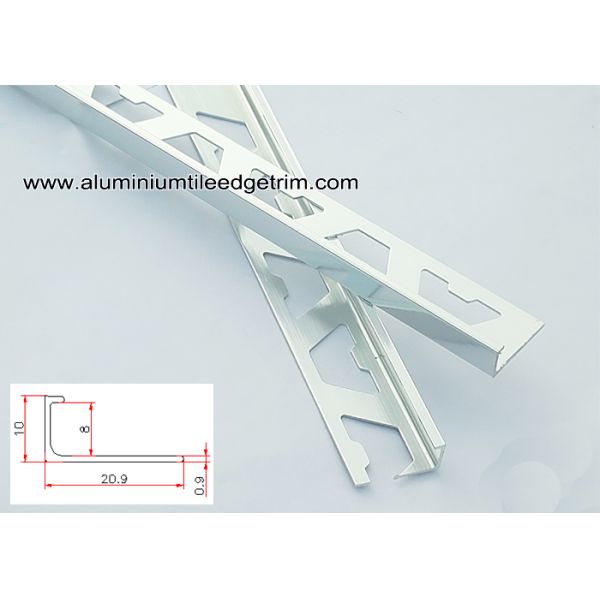 Flat 8mm Chrome Tile Trim For Bathroom Tiles Or Wall Tile Corner