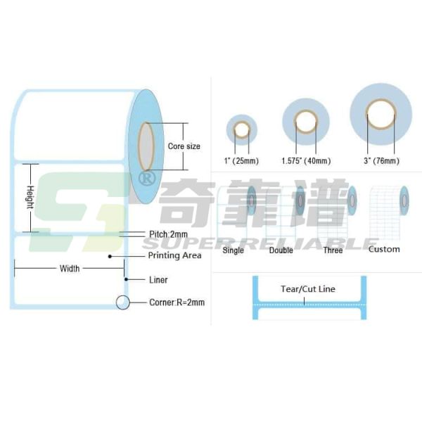 DT Прямая термальная наклейка 58*40 мм желтая стеклянная подкладка