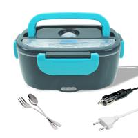 24v 12v Electric Lunch Boxes Lunch Warmer Steamer with 1.5L Capacity Gray Blue